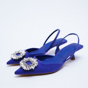 Zara Shimmery Slingback Heels Size 8